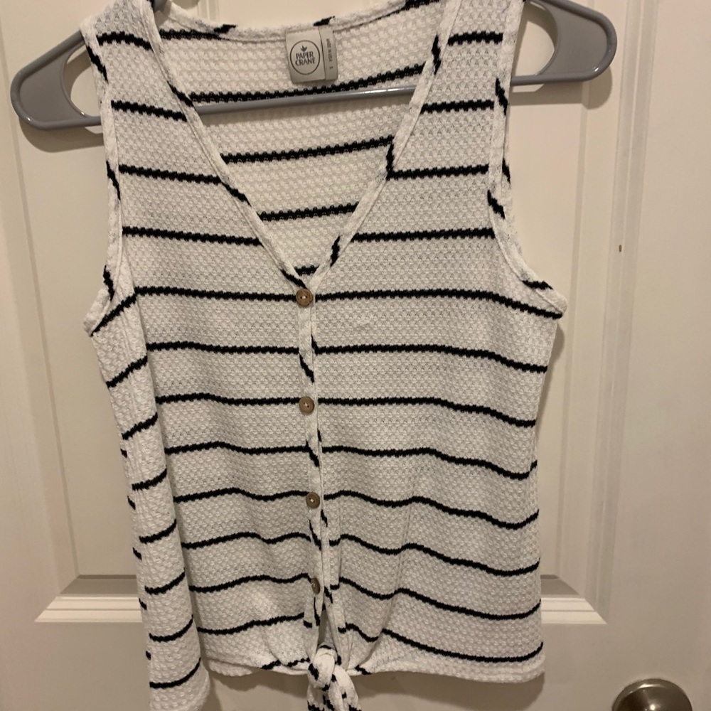 paper crane button down tank top